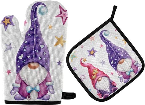 Amazon Cute Christmas Gnomes Oven Mitts And Pot Holders Sets Heat Resistant Hot Pads