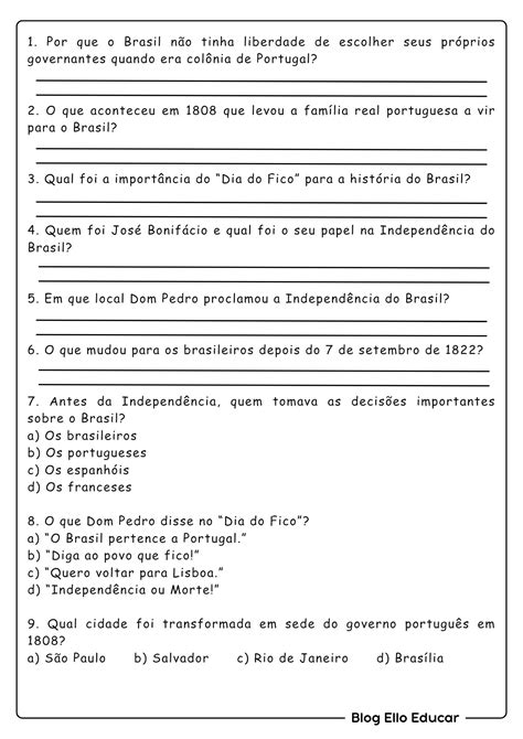 Atividades Da Independência Do Brasil - 5