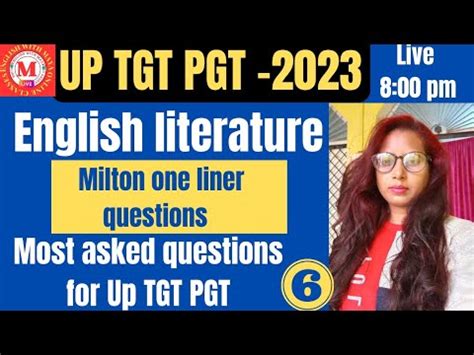 English Literature Practice Milton One Liner Questions Up Tgt Pgt