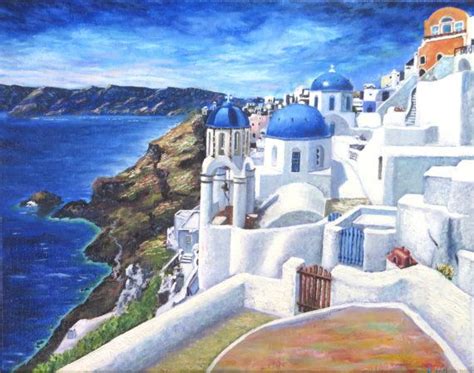 Paysage peinture à lhuile originale de Santorin Grèce Etsy Canada