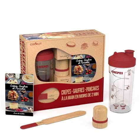 Cookut Coffret Shaker Cr Pes Pancakes Gaufres Rouge Halte