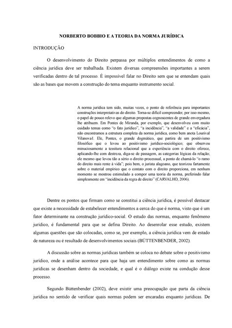 Norberto Bobbio e A Teoria da Norma Jurídica NORBERTO BOBBIO E A