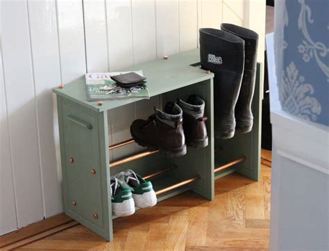 Wooden Shoe rack / Boot rack with Copper Racking by InWoodCraft