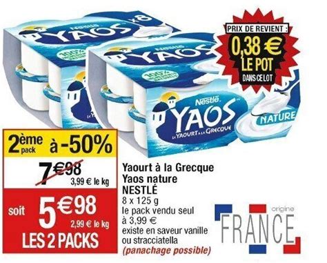 Promo Yaourt à la Grecque YAOS NATURE NESTLE chez Cora