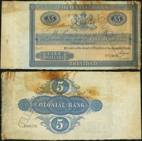 Dollars Colonial Bank Trinit Et Tobago Numista