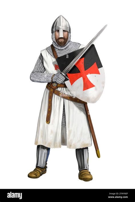 Knights Templar with sword illustration. Medieval knight digital ...