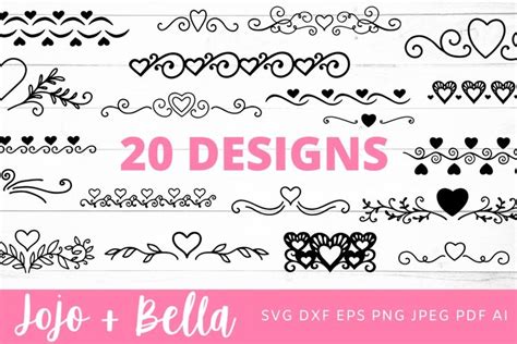 Heart Border Svg Bundle Flourishes Svg Graphic By Jojo And Bella