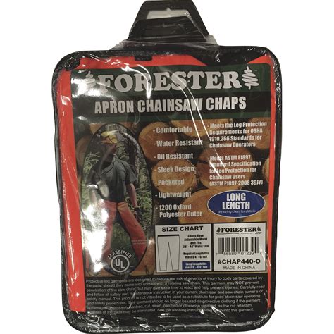 Forester Protective Apron Chainsaw Chaps — 35in Orange Model