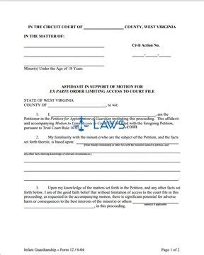 Free Form Affidavit In Support Of Motion For Ex Parte Order Limiting