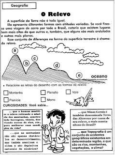 Professora Indira Atividades Sobre Relevo Atividades De Geografia