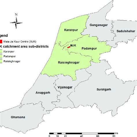 Sub Districts Tehsils And Mjk Catchment Area In Sri Ganganagar