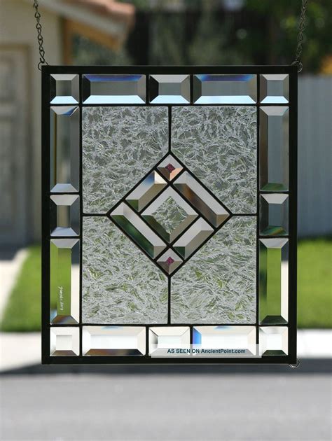 Starshine Clear Stained Glass Window Panel With Faceted Bevels Stained Glass Window Panel