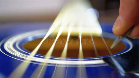 Slow Movement Of The Vibrating String On Acoustic Guitar Slow Motion