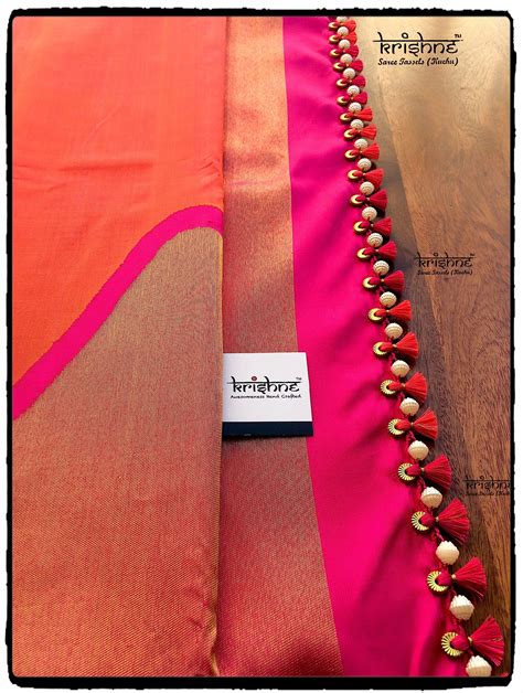 Designer Silk Saree Handcrafted With Beads Tassel Kuchu From Krishne