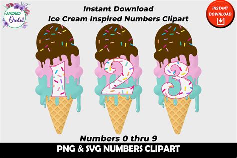 3 Scoop Ice Cream Cone Clip Art