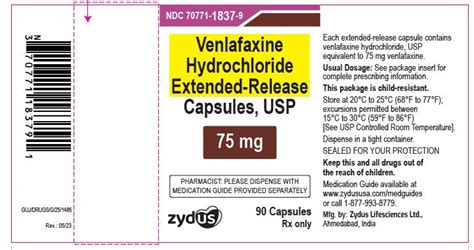 Venlafaxine Hydrochloride Extended Release Capsules