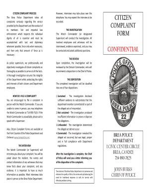 Fillable Online Citizen Complaint Form Confidential Fax Email Print