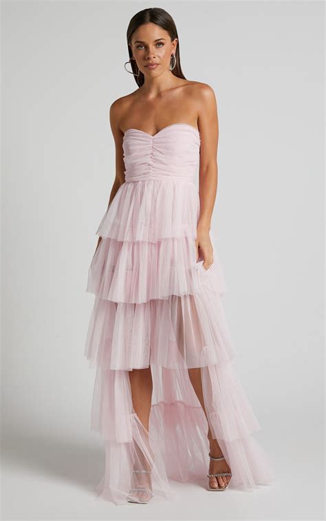 Strapless Tired Tulle Prom Dress Soft Tulle Ruffle Layered Tutu Flare