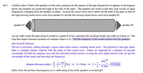 Solved AS1 A hollow pipe is fitted with speakers at both | Chegg.com