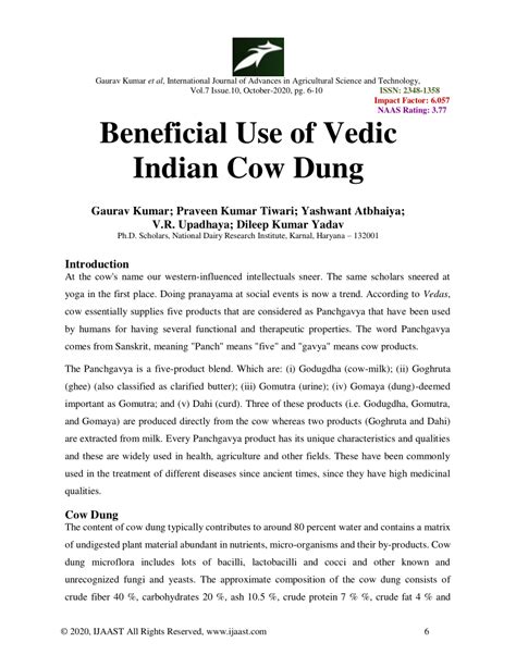 (PDF) Beneficial Use of Vedic Indian Cow Dung