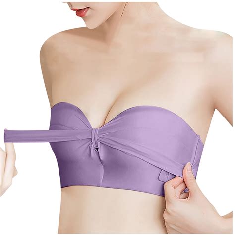 Mallwal Bras Plus Size Women Removable Shoulder Everyday Strapless Drawstring Bandeau Underwear