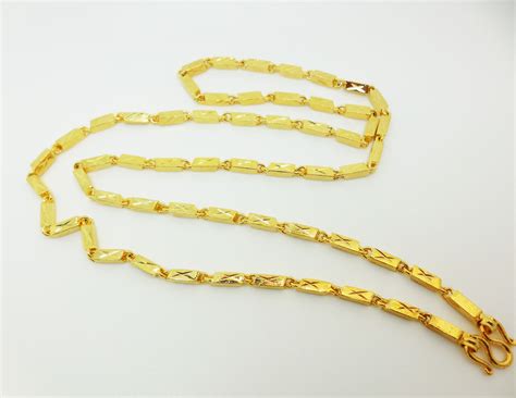 22K 24K Thai Baht Yellow Gold GP Filled Necklace 22 Inch 19 Gram