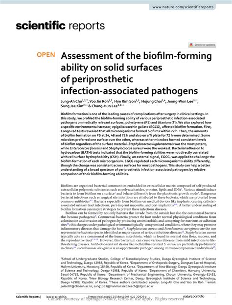 Pdf Assessment Of The Biofilm Forming Ability On Solid Surfaces Of