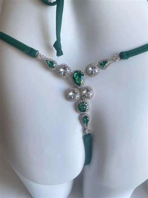 Sexy Diamond Mini Thong Halter Bikini Women Green Swimwear Female Swimsuit Two Pieces Micro