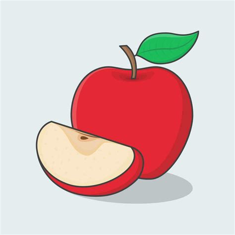 Fresco Manzana Fruta Dibujos Animados Vector Ilustraci N Rebanada Y