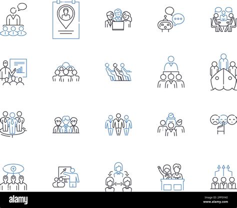 Executive Staff Line Icons Collection Leadership Management Decision