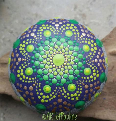 Beautiful Mandala Stone Hand Painted Sphere Dotart Mandalas Mandala