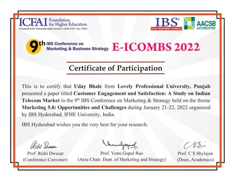 Pdf Certificate Of Participation Ibs 2022 Hyderabad