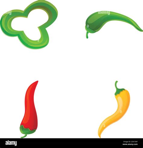 Chili Pepper Icons Set Cartoon Vector Colorful Hot Pepper Seasoning For Dish Food Chili
