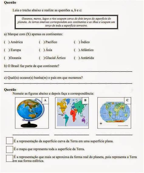 Atividades De Geografia 4° Ano Fundamental ExercÍcios