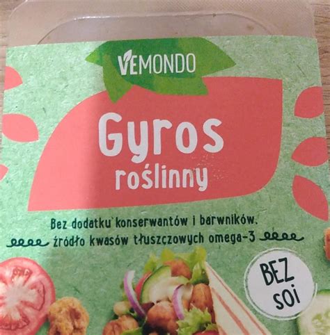 Gyros roślinny Vemondo kalorie kJ i wartości odżywcze Dine4Fit pl