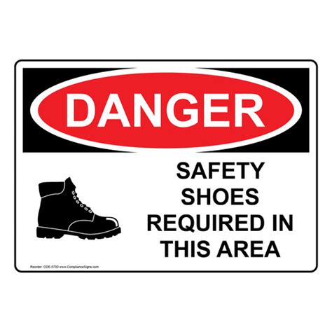 Osha Sign Danger Safety Shoes Required Area Symbol Sign Ppe