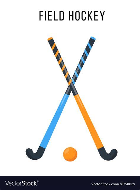 Field hockey equipment sport ball and two sticks Vector Image