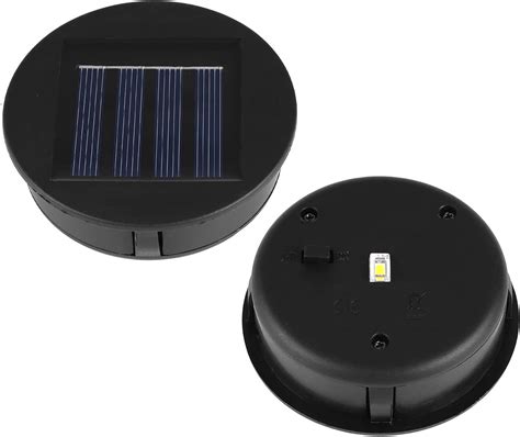 2 Pcs Solar Light Replacement Top With LED Bulbs Solar Panel Lantern