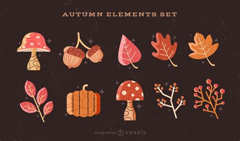 Autumn Season Nature Elements Collection Set Vector Download