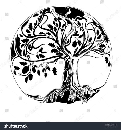 The Vector Illustration Tree. The Oak And Acorn. - 65511241 : Shutterstock