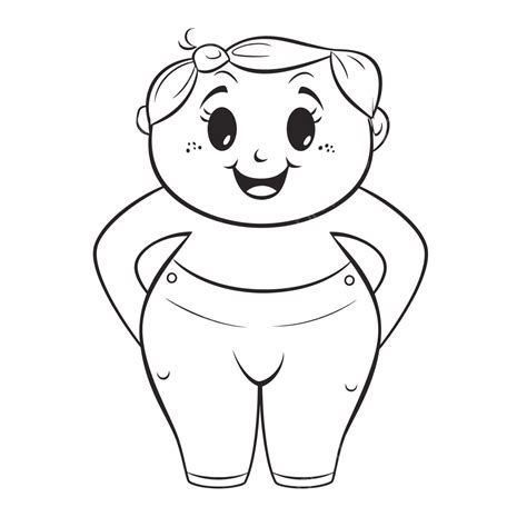 Dibujo De Linda Pequeña Gran Barriga Niña Para Colorear Página Esquema