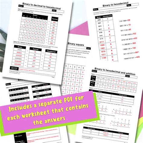 Binary Worksheets Teaching Resources