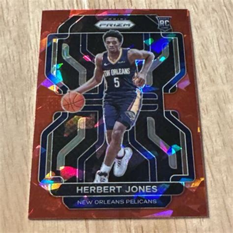 2021 22 Prizm Herbert Jones Card 329 RC Red Cracked Ice Prizm Pelicans