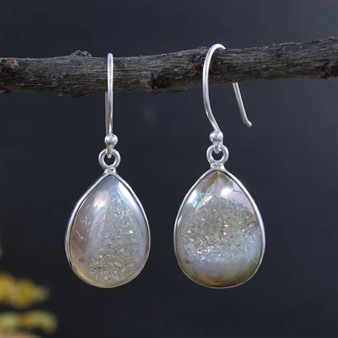 Druzy Drop Earrings Etsy