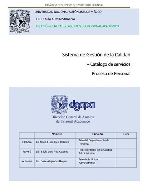 PDF Sistema de Gestión de la Calidad dgapa unam mxdgapa unam mx