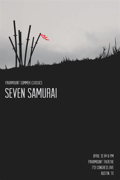 Akiria Kurosawa's SEVEN SAMURAI modern minimalist Movie Poster Artwork ...