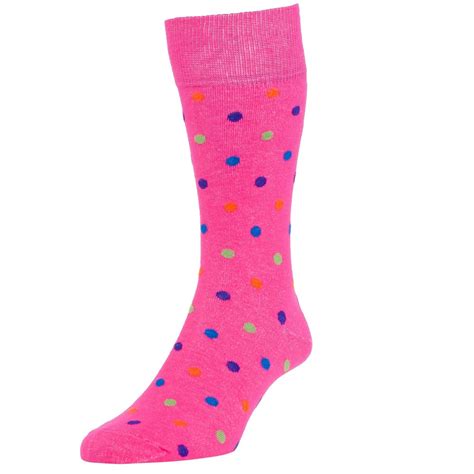 Hj Hall Fuchsia Pink Polka Dot Luxury Bamboo Rich Men S Socks From Ties Planet Uk