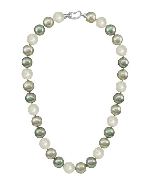 Majorica Pearl Necklace Sterling Silver Multicolor Organic Man Made