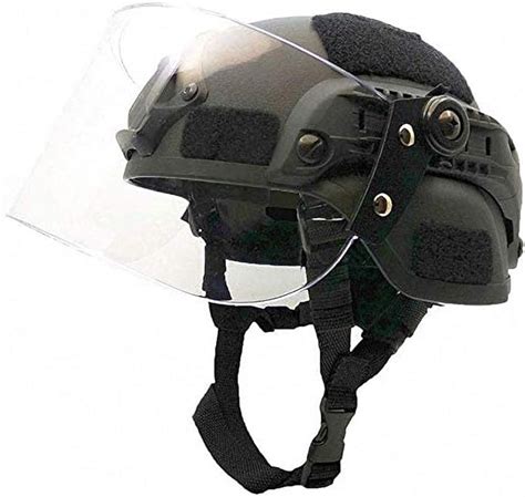 Tactical Mich Fast Helmet With Clear Riot Visor Face Shield