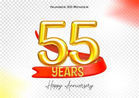 Feliz Aniversario Número De Años Oro Renderización En 3d Archivo Psd